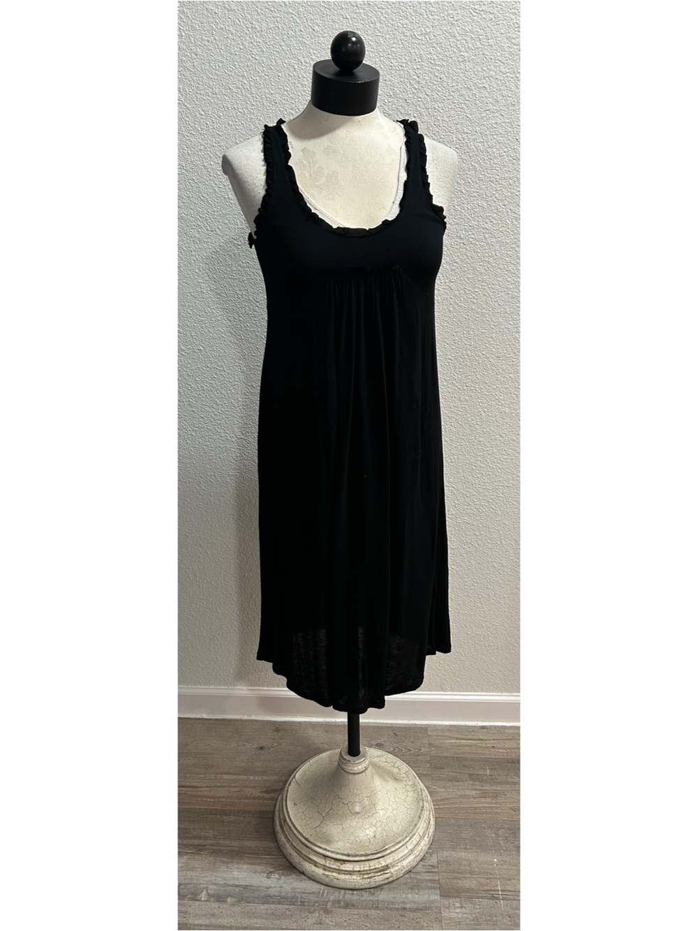 Anthropologie Andersen & Lauth A-Line Knit Dress Size Small Black Ruffle Pleated